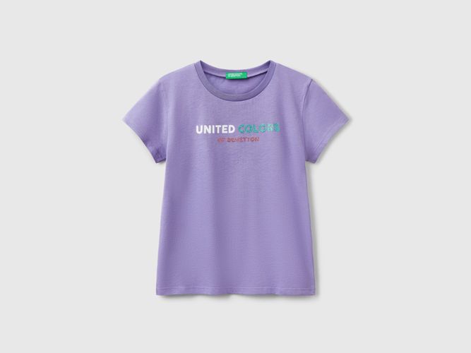 Benetton, T-shirt En Coton À Logo Pailleté, taille 2XL, Bleu Pervenche, Enfants - United Colors of Benetton - Modalova