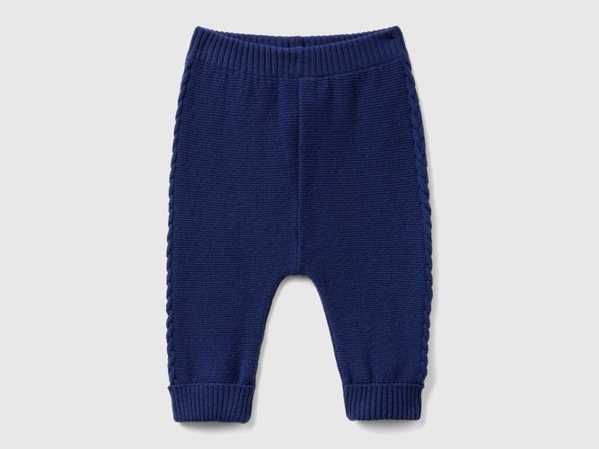 Benetton, Pantalon Torsadé En Laine Recyclée Mélangée, taille 3-6, Bleu Foncé, Enfants - United Colors of Benetton - Modalova