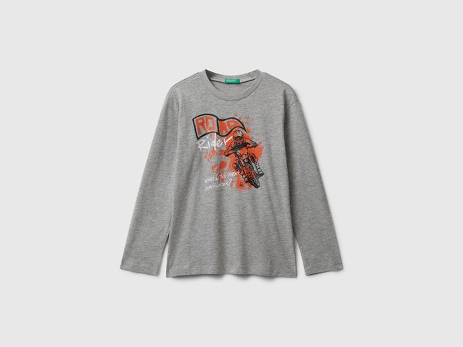 Benetton, T-shirt En Coton Avec Imprimé, Taille: 3XL, Gris Clair, Enfants - United Colors of Benetton - Modalova