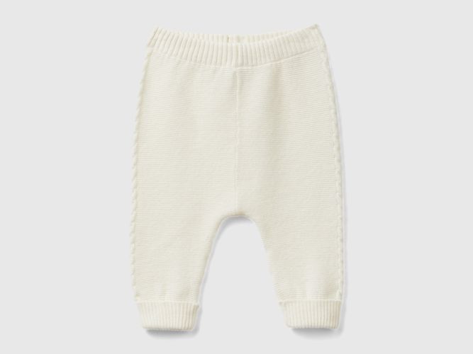 Benetton, Pantalon Torsadé En Laine Recyclée Mélangée, taille 3-6, Crème, Enfants - United Colors of Benetton - Modalova