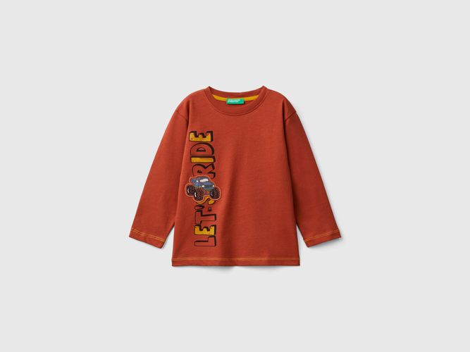 Benetton, Maglietta Con Stampa E Applicazione, taglia 116, Rosso Mattone, Bambini - United Colors of Benetton - Modalova