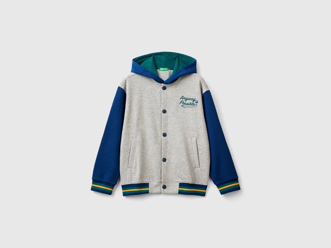 Benetton, Bomber In Felpa Di Misto Cotone E Viscosa, taglia XL, Grigio Chiaro, Bambini - United Colors of Benetton - Modalova