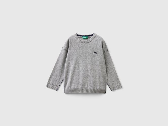 Benetton, Pull À Col Rond Et Broderie, taille 12-18, Gris Clair, Enfants - United Colors of Benetton - Modalova