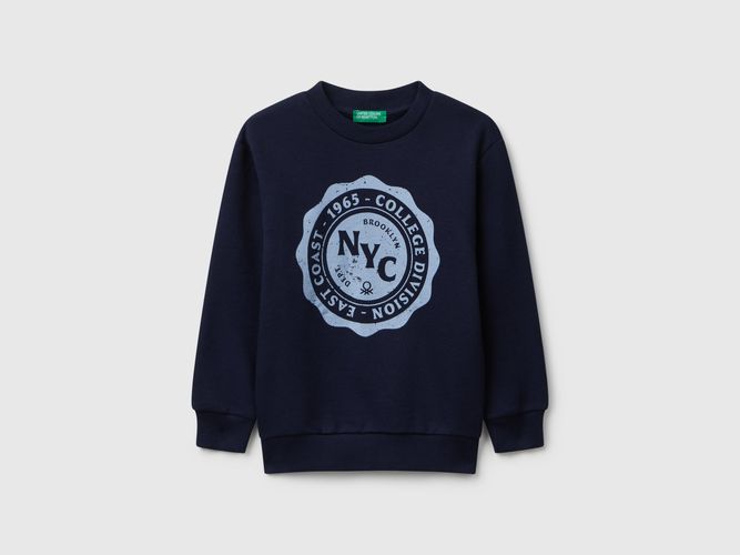 Benetton, Sweat-shirt À Manches Longues Avec Imprimé, taille 12-18, Bleu Foncé, Enfants - United Colors of Benetton - Modalova