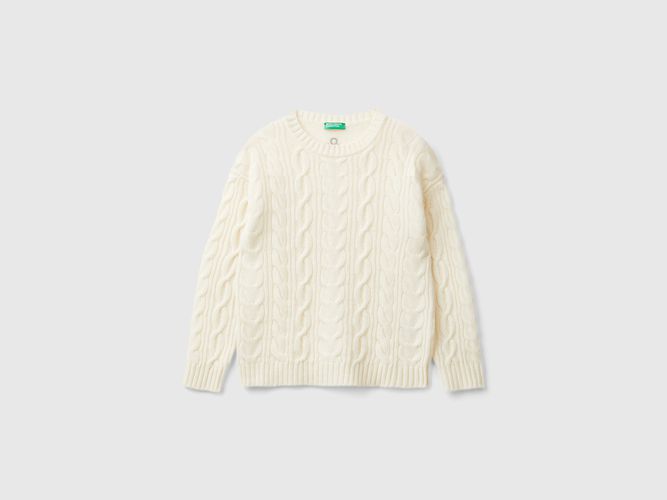 Benetton, Pull Tressé En Mélange De Laine, taille 2XL, Crème, Enfants - United Colors of Benetton - Modalova