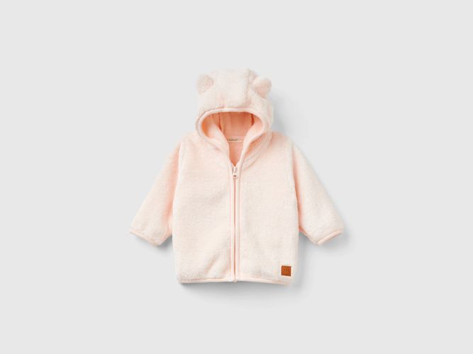 Benetton, Sweat-shirt En Fourrure Synthétique Avec Fermeture Éclair, taille 0-1, Rose Pâle, Enfants - United Colors of Benetton - Modalova