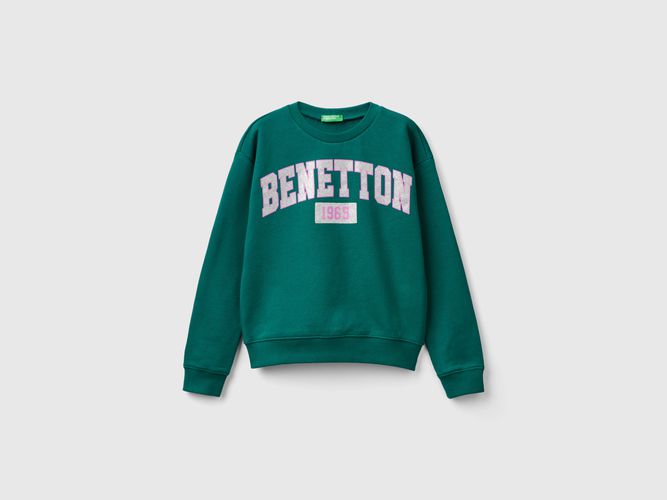 Benetton, Sweat 100 % Coton À Logo Pailleté, taille 2XL, Vert Foncé, Enfants - United Colors of Benetton - Modalova