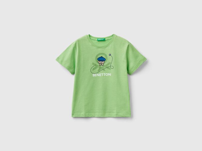 Benetton, T-shirt 100% Cotone Bio Con Stampa, taglia 90, Verde Chiaro, Bambini - United Colors of Benetton - Modalova