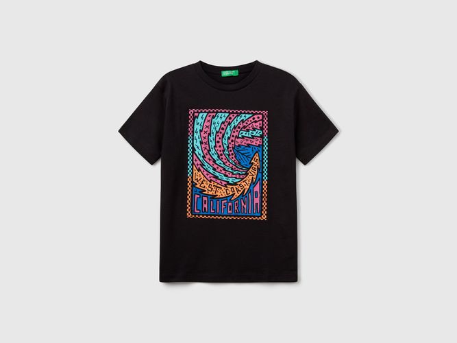 Benetton, T-shirt En Coton Avec Imprimé, taille 2XL, Noir, Enfants - United Colors of Benetton - Modalova