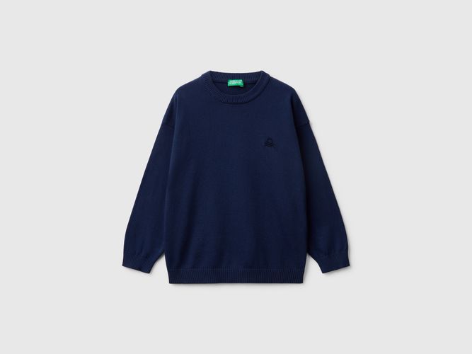 Benetton, Pull En Pur Coton Avec Logo, taille 12-18, Bleu Foncé, Enfants - United Colors of Benetton - Modalova