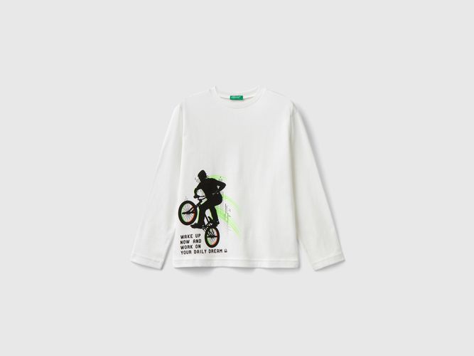 Benetton, T-shirt À Manches Longues Et Imprimé, taille 3XL, Blanc, Enfants - United Colors of Benetton - Modalova