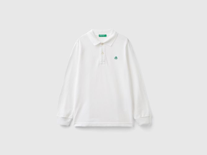 Benetton, Polo 100 % Coton Bio À Manches Longues, taille 2XL, Blanc, Enfants - United Colors of Benetton - Modalova