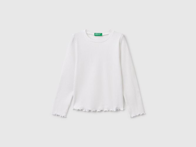 Benetton, T-shirt Slim Fit En Coton Stretch, taille 5-6, Blanc, Enfants - United Colors of Benetton - Modalova