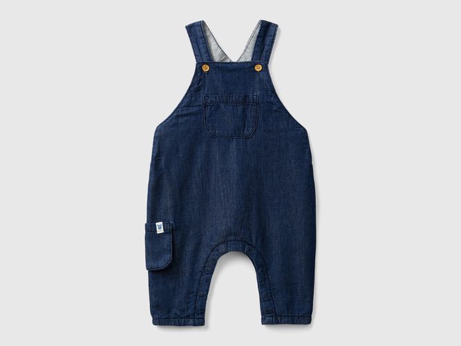 Benetton, Salopette In Chambray, taglia 82, Blu, Bambini - United Colors of Benetton - Modalova