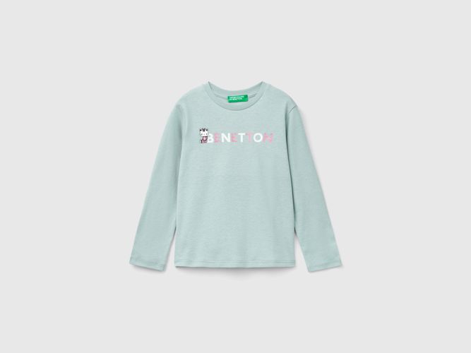 Benetton, T-shirt Con Stampa Glitter In Cotone Bio, taglia 82, Grigio Perla, Bambini - United Colors of Benetton - Modalova