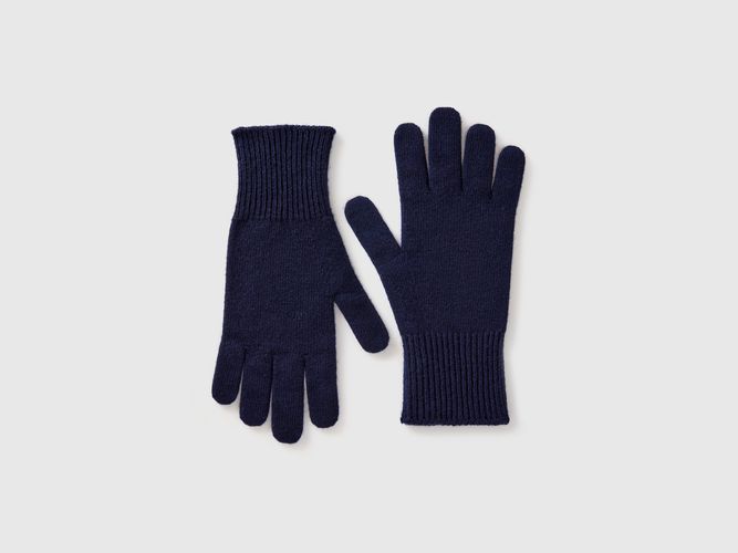 Benetton, Gants En Pure Laine Mérinos, taille OS, Bleu Foncé - United Colors of Benetton - Modalova