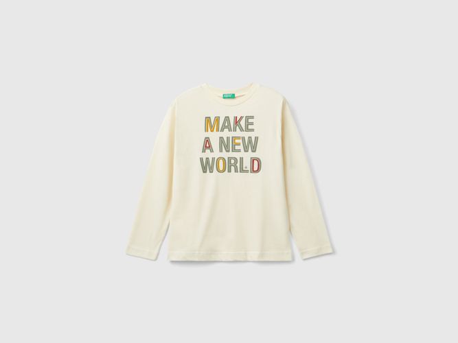 Benetton, T-shirt À Imprimé En Coton Bio Chaud, taille 2XL, Crème, Enfants - United Colors of Benetton - Modalova