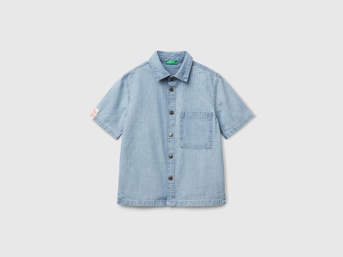 Benetton, Chemise À Carreaux En Pur Coton, taille 12-18, Bleu Clair, Enfants - United Colors of Benetton - Modalova