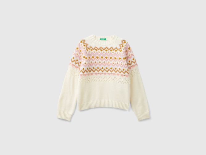 Benetton, Maglione Jacquard, taglia 2XL, Bianco Panna, Bambini - United Colors of Benetton - Modalova