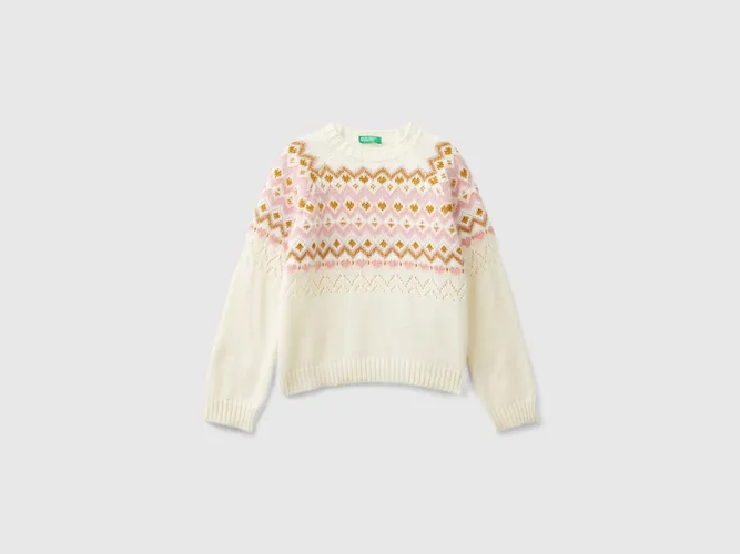 Benetton, Pull Jacquard, taille 2XL, Crème, Enfants - United Colors of Benetton - Modalova