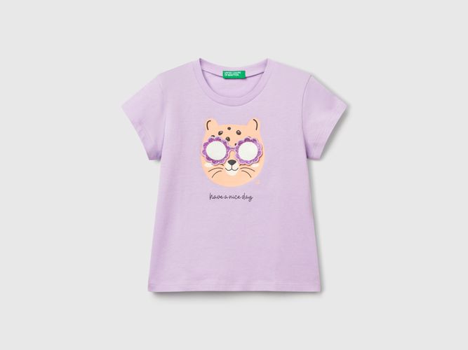 Benetton, T-shirt Avec Imprimé Et Application, taille 12-18, Lilas, Enfants - United Colors of Benetton - Modalova