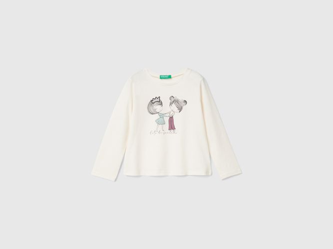 Benetton, T-shirt À Imprimé Et Application Tulle, taille 12-18, Crème, Enfants - United Colors of Benetton - Modalova