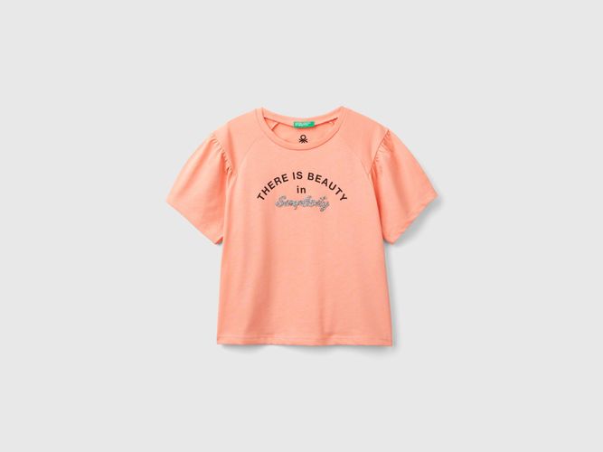 Benetton, T-shirt À Imprimé Et Application, taille 2XL, Rose Pêche, Enfants - United Colors of Benetton - Modalova