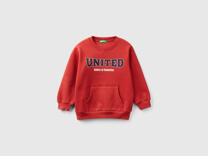 Benetton, Calda Felpa Con Tasca A Marsupio, taglia 82, Rosso Mattone, Bambini - United Colors of Benetton - Modalova