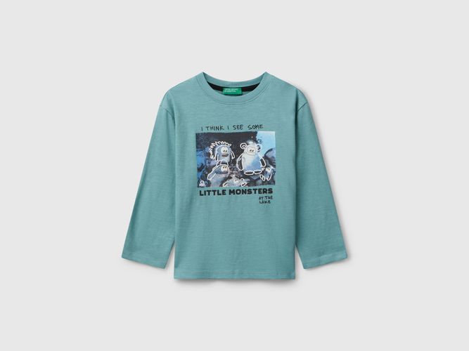 Benetton, T-shirt Imprimé Monstre, Taille: 4-5, Bleu Ciel, Enfants - United Colors of Benetton - Modalova