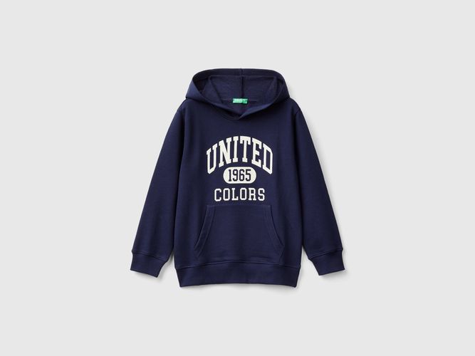 Benetton, Felpa Con Stampa E Cappuccio, taglia M, Blu Scuro, Bambini - United Colors of Benetton - Modalova