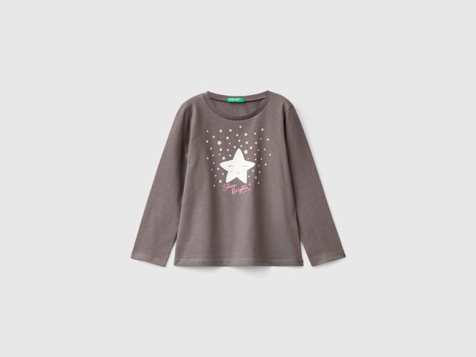 Benetton, T-shirt Regular À Imprimé, taille 12-18, Gris Foncé, Enfants - United Colors of Benetton - Modalova