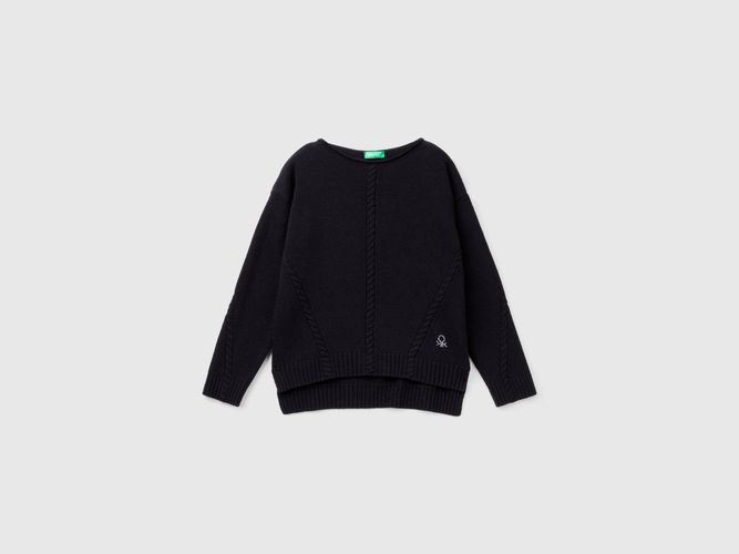 Benetton, Pull Torsadé En Laine Mélangée, taille 2XL, Noir, Enfants - United Colors of Benetton - Modalova