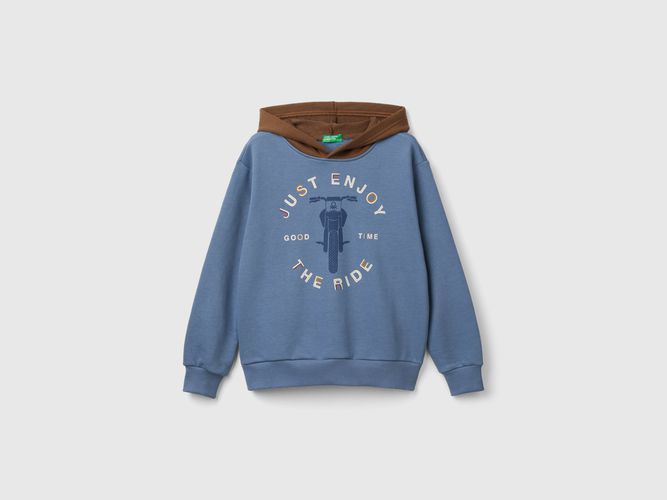 Benetton, Sweat À Capuche Et Imprimé, taille 2XL, Bleu Horizon, Enfants - United Colors of Benetton - Modalova