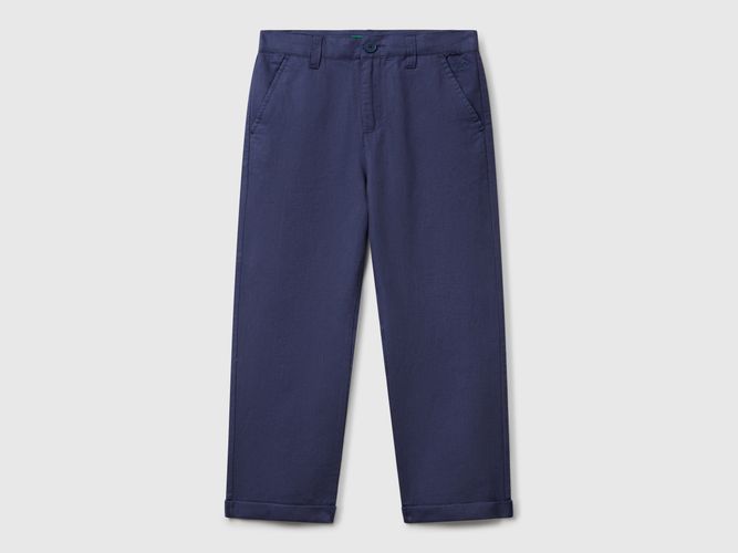 Benetton, Pantalon Relaxed Fit En Lin Mélangé, taille 2XL, Bleu Horizon, Enfants - United Colors of Benetton - Modalova
