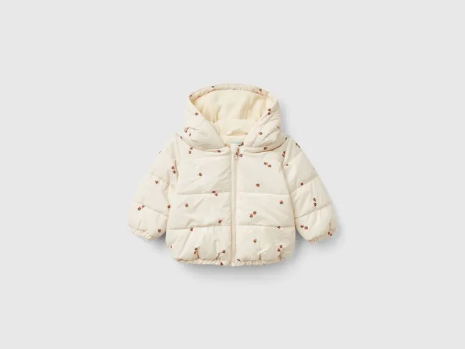 Benetton, Blouson Zippé À Capuche Et Motif, taille 1-3, Crème, Enfants - United Colors of Benetton - Modalova