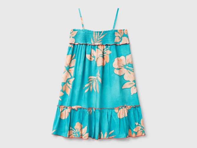 Benetton, Robe Fluide À Imprimé Fleuri, taille L, Bleu Vert, Enfants - United Colors of Benetton - Modalova