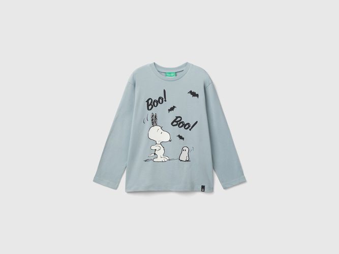 Benetton, T-shirt ©peanuts Con Stampa Luminescente, taglia S, Grigio Perla, Bambini - United Colors of Benetton - Modalova