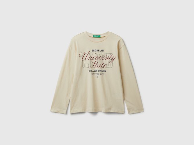 Benetton, T-shirt En Coton Avec Imprimé, Taille: 3XL, Crème, Enfants - United Colors of Benetton - Modalova