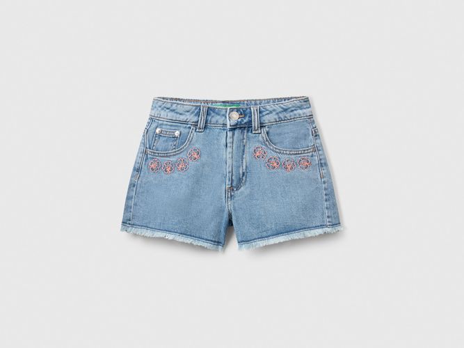 Benetton, Short En Jean Avec Broderie Florale, taille 2XL, Bleu Clair, Enfants - United Colors of Benetton - Modalova