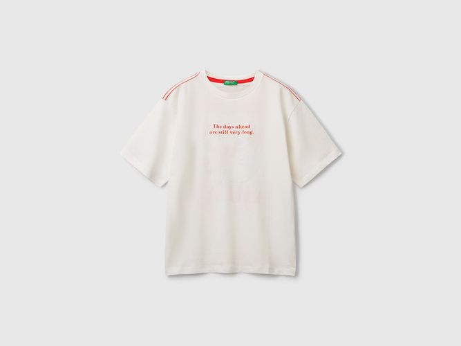 Benetton, T-shirt Avec Slogan Imprimé Et Broderie, taille 2XL, Blanc, Enfants - United Colors of Benetton - Modalova