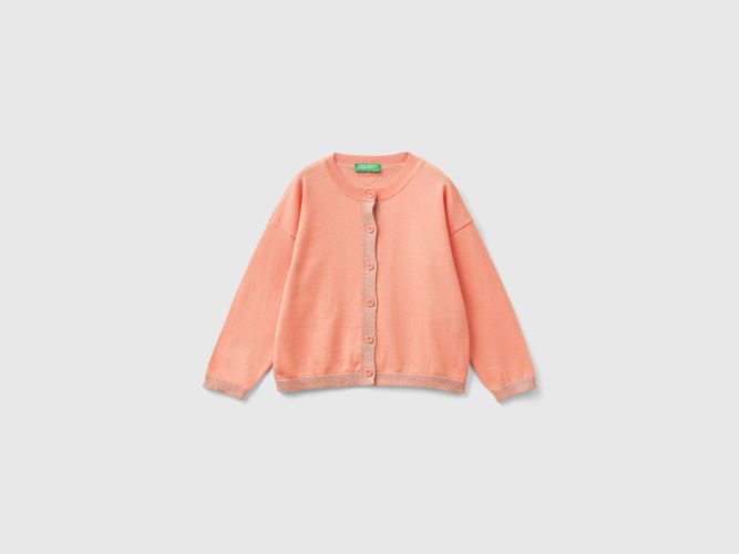 Benetton, Gilet Avec Lurex En Pur Coton, taille 12-18, Rose Pêche, Enfants - United Colors of Benetton - Modalova