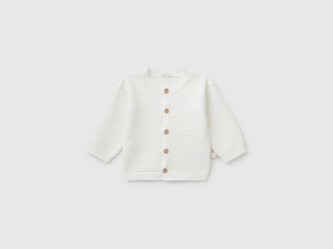 Benetton, Cardigan En Maille 100% Coton, taille 12-18, Crème, Enfants - United Colors of Benetton - Modalova