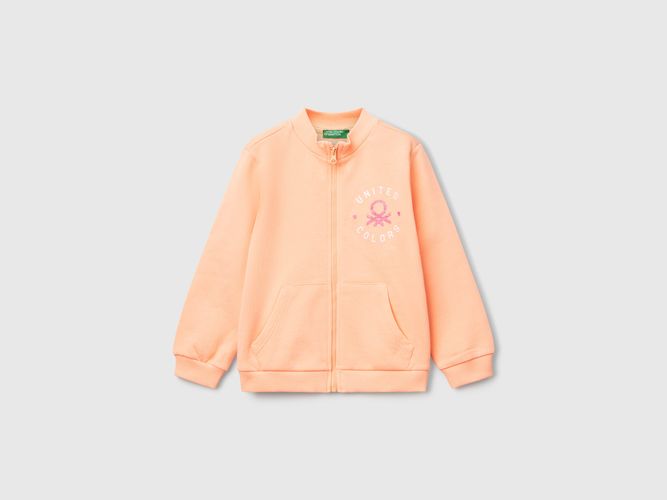 Benetton, Sweat-shirt Zippé En Coton, taille 12-18, Rose Pêche, Enfants - United Colors of Benetton - Modalova