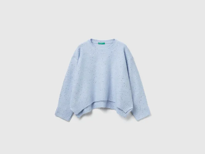 Benetton, Pull En Mélange De Laine Et De Lurex, Taille: L, Bleu Clair, Enfants - United Colors of Benetton - Modalova