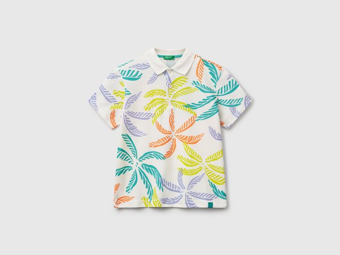 Benetton, Polo Blanc À Imprimé Tropical, taille 2XL, Blanc, Enfants - United Colors of Benetton - Modalova