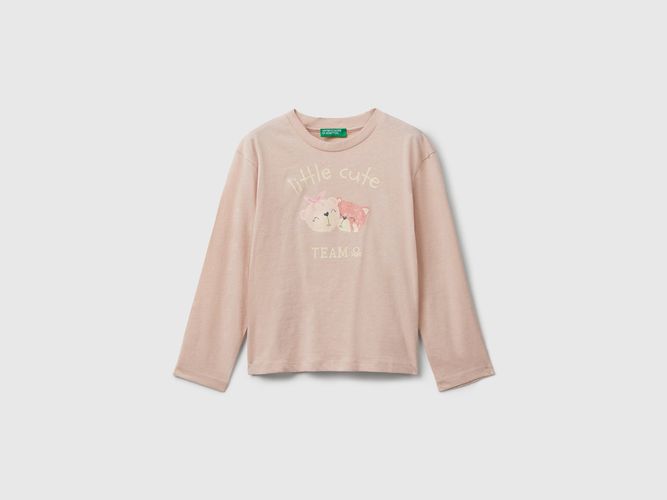 Benetton, T-shirt En Coton Avec Imprimé Pailleté, Taille: 2-3, Rose Pâle, Enfants - United Colors of Benetton - Modalova