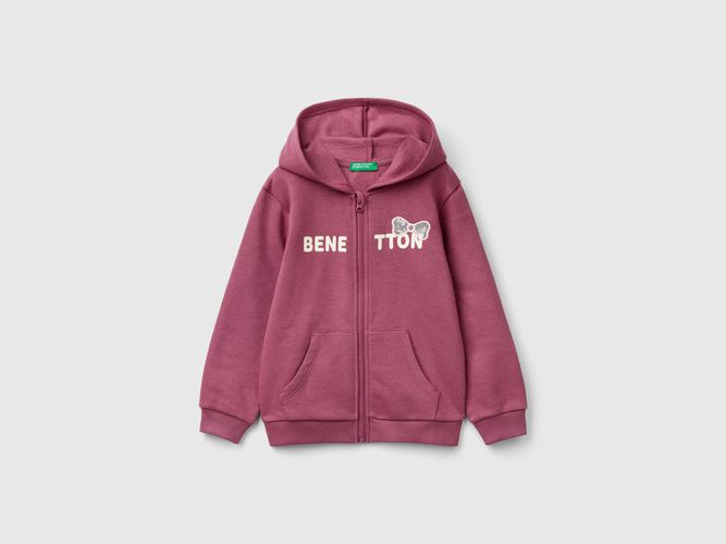 Benetton, Felpa Con Zip E Paillettes, taglia 116, , Bambini - United Colors of Benetton - Modalova