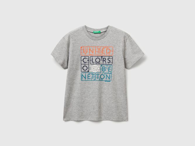 Benetton, T-shirt En Coton Avec Imprimé, Taille: 2XL, Gris Clair, Enfants - United Colors of Benetton - Modalova