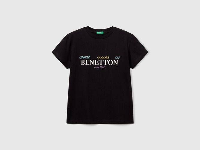 Benetton, T-shirt En Coton Avec Imprimé, Taille: 2XL, Noir, Enfants - United Colors of Benetton - Modalova