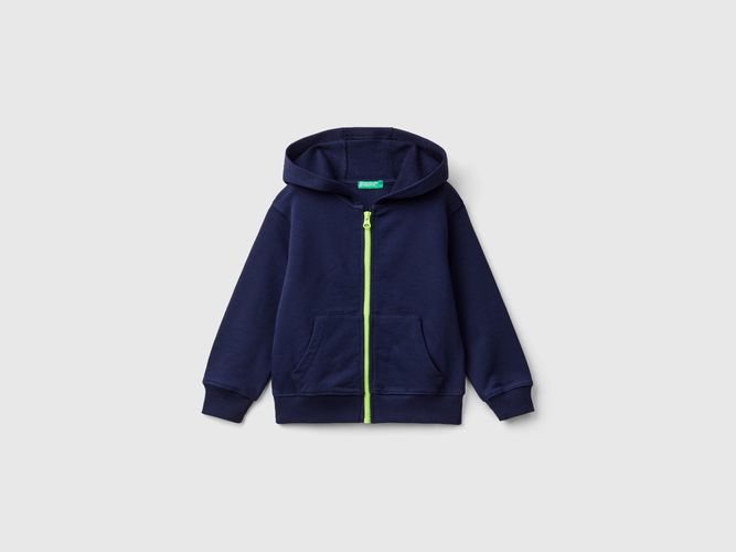 Benetton, Felpa Con Zip E Stampa, taglia 104, Blu Scuro, Bambini - United Colors of Benetton - Modalova